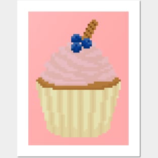 Pink cupcake pixel art Posters and Art